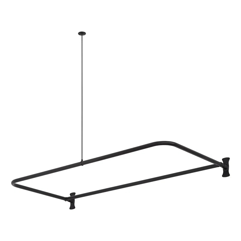 54" Brass D-Shaped Shower Rod Enclosure with Ceiling Support